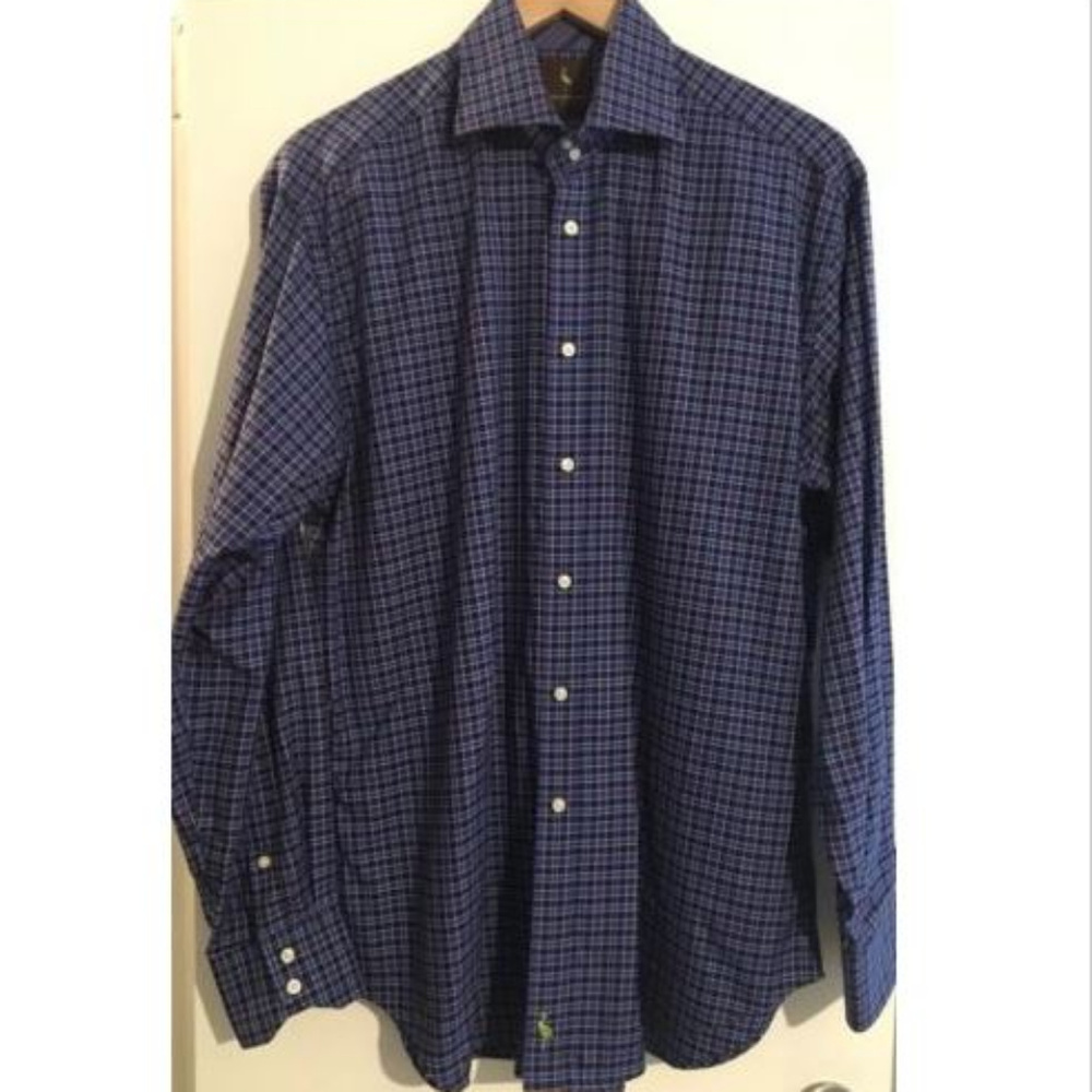 Tailorbyrd Blue Plaid Button Front Shirt